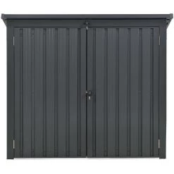 Hanover Galvanized Steel Trash Storage Shed, Dark Gray, HANBINSHD-GRY
