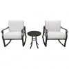 Hanover Denver 3 pc. Bistro Set with 2 Cushioned Rocker Chairs and Glass Top Side Table, DEN3PC-TAN -Hanover Sales 1647500