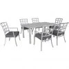 Hanover 7 pc. Spring Lake Dining Set with 6 Cushioned Aluminum Chairs and Slat Top Table, SPRLKDN7PC-GRY -Hanover Sales 1647502
