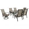 Hanover Venice 7 pc. Dining Set with 2 Sling Swivel Rocker Chairs, 4 Sling Stationary Chairs and Slat Top Table, VENDN7PCSW-2 -Hanover Sales 1647504