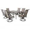 Hanover Venice 7 pc. Dining Set with 6 Sling Swivel Rocker Chairs and Slat Top Table, VENDN7PCSW-6 -Hanover Sales 1647505