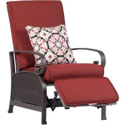 Hanover Madrid Wicker Adjustable Recliner, Red, MADRIDREC-RED