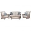 Hanover Nantucket 4 pc. Wicker Outdoor Chat Set with 2 High Back Side Chairs, Loveseat and Glass Top Coffee Table, NANT4PC-GRY -Hanover Sales 1647510