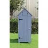 Hanover Outdoor Wooden Storage Shed with Pitched Roof, 3 Shelves and Locking Latch, Grey, HANWS0102-GRY 1 Hanover Outdoor Wooden Storage Shed with Pitched Roof, 3 Shelves and Locking Latch, Grey, HANWS0102-GRY -Hanover Sales 1647524