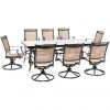 New! Hanover Fontana 9 pc. Dining Set with Eight Swivel Rockers and an Extra Long Glass-Top Dining Table, FNTDN9PCSWG -Hanover Sales 1684339
