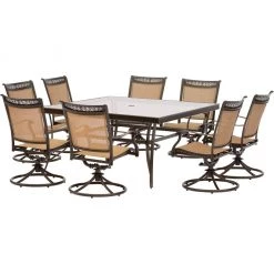 New! Hanover Fontana 9 pc. Dining Set with Eight Swivel Rockers and a Square Dining Table, FNTDN9PCSWSQG