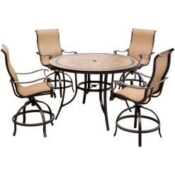 New! Hanover Monaco 5 pc. High-Dining Set with Tile-Top Table, MONDN5PCBR