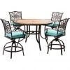 New! Hanover Monaco 5 pc. High-Dining Set, with 4 Swivel Chairs and a Tile-Top Table, MONDN5PCBR-C-BLU -Hanover Sales 1684347