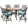 New! Hanover Monaco 7 pc. High-Dining Set, with a Tile-Top Table and 6 Swivel Chairs, MONDN7PCBR-C-BLU -Hanover Sales 1684356