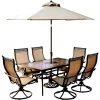 New! Hanover Monaco 7 pc. Patio Dining Set with Six Swivel Rockers a Dining Table and Umbrella with Stand, MONDN7PCSW6-SU -Hanover Sales 1684368