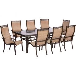 New! Hanover Monaco 9 pc. Dining Set with Eight Stationary Dining Chairs and a Glass-Top Dining Table, MONDN9PCG