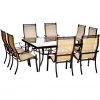 New! Hanover Monaco 9 pc. Dining Set with Square Glass-Top Table and Eight Stationary Dining Chairs, MONDN9PCSQG