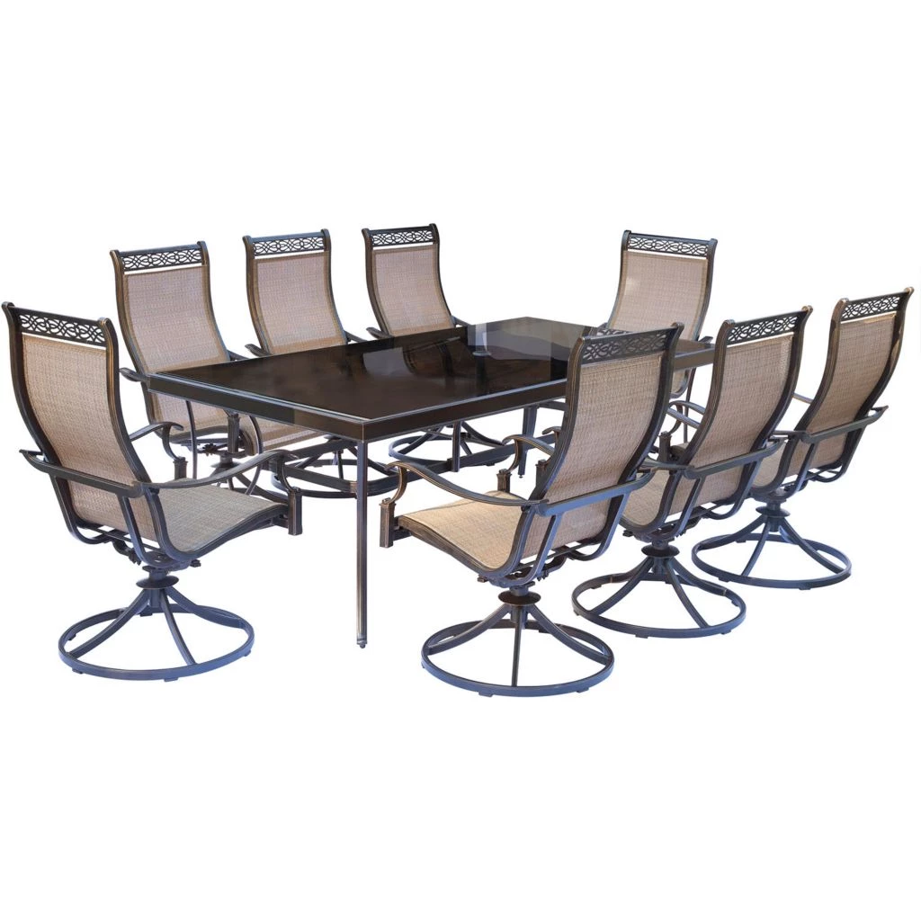 New! Hanover Monaco 9 pc. Dining Set with Eight Swivel Rockers and a Dining Table, MONDN9PCSWG 3 New! Hanover Monaco 9 pc. Dining Set with Eight Swivel Rockers and a Dining Table, MONDN9PCSWG