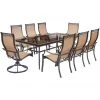 New! Hanover Monaco 9 pc. Dining Set with Six Dining Chairs Two Swivel Rockers and a Dining Table, MONDN9PCSW2G -Hanover Sales 1684375