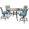Hanover Traditions 5 pc. High-Dining Set with Four Swivel Chairs and a Cast-Top Table, Blue, TRADDN5PCBR -Hanover Sales 1684379