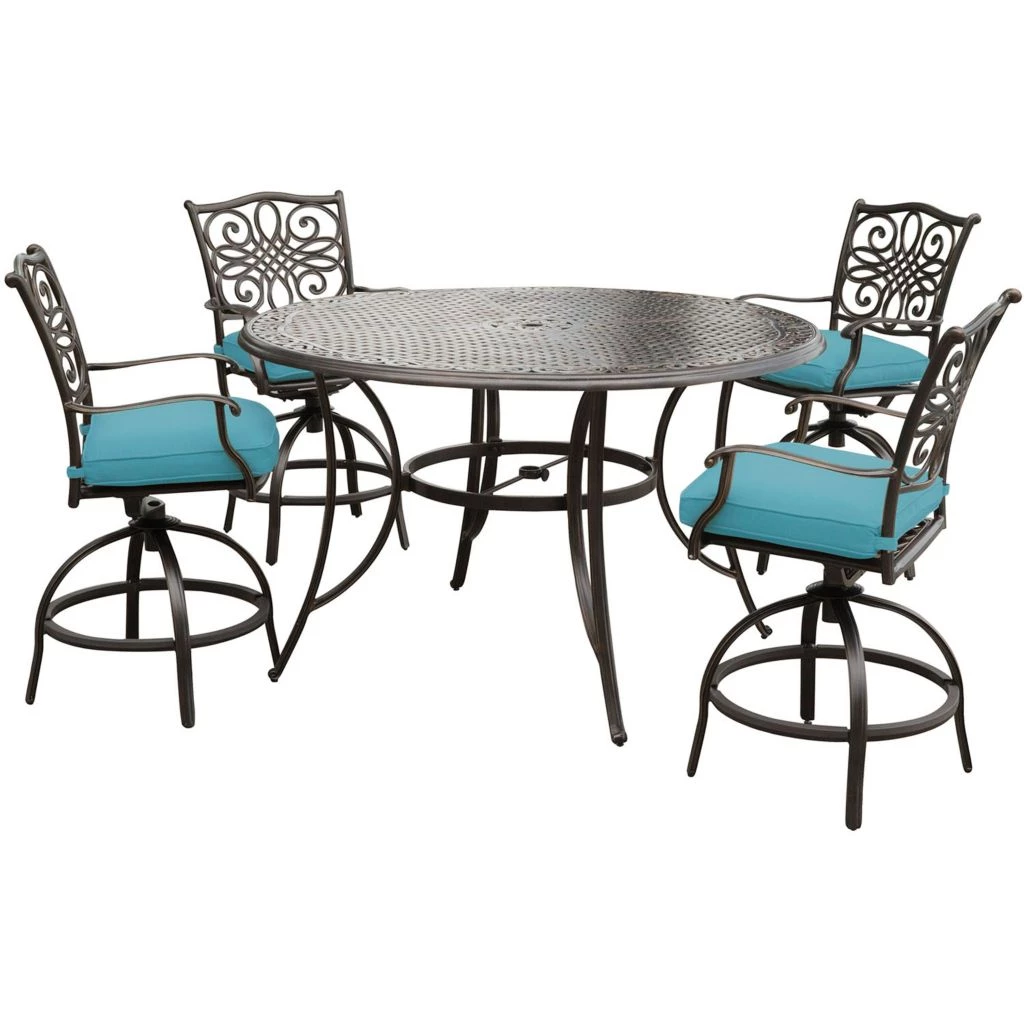 Hanover Traditions 5 pc. High-Dining Set with Four Swivel Chairs and a Cast-Top Table, Blue, TRADDN5PCBR 3 Hanover Traditions 5 pc. High-Dining Set with Four Swivel Chairs and a Cast-Top Table, Blue, TRADDN5PCBR