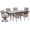 New! Hanover Traditions 7 pc. Dining Set with Extra Large Glass-Top Dining Table, Tan, TRADDN7PCSW2G -Hanover Sales 1684394