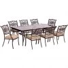 New! Hanover Traditions 9 pc. Dining Set with Extra-Long Glass-Top Dining Table, Tan, TRADDN9PCG -Hanover Sales 1684399
