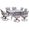 New! Hanover Traditions 9 pc. Dining Set with a Square Glass-Top Dining Table, TRADDN9PCSWSQG