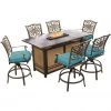 Hanover Traditions 7 pc. High-Dining Set with 30000 BTU Fire Pit Table, Blue, TRAD7PCFPBR -Hanover Sales 1684416