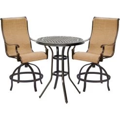 New! Hanover Manor 3 pc. High-Dining Set with 2 Contoured Swivel Chairs and a Counter-Height Table, MANDN3PC-BR