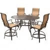 Hanover Manor 5 pc. High-Dining Set with a Cast-Top Table and 4 Counter-Height Swivel Chairs, MANDN5PC-BR -Hanover Sales 1684418
