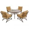 New! Hanover Summer Nights 5 pc. Dining Set with Four Cushioned Rockers and a Glass-Top Table, SUMRNGTDN5PCG -Hanover Sales 1684429