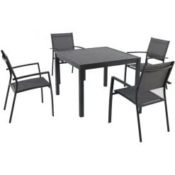 Hanover Naples 5 pc. Square Dining Set, NAPLESDN5PCSQ-GRY