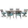 New! Hanover Monaco 7 pc. Patio Dining Set, with 4 Dining Chairs, 2 Swivel Rockers, and a Tile-Top Table, MONDN7PCSW-2-RED -Hanover Sales 1684458