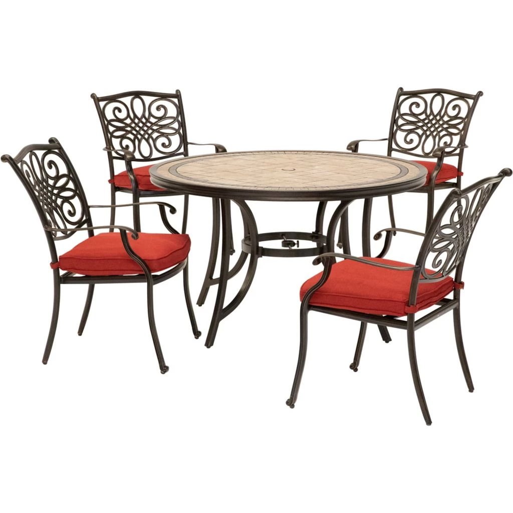 Hanover Monaco 5 pc. Patio Dining Set, with 4 Cushioned Dining Chairs and a Tile-Top Table, MONDN5PC-BLU 6 Hanover Monaco 5 pc. Patio Dining Set, with 4 Cushioned Dining Chairs and a Tile-Top Table, MONDN5PC-BLU - Image 4