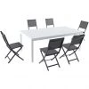 Hanover Del Mar 7 pc. Outdoor Dining Set with 6 Folding Sling Chairs and a Expandable Dining Table, DELDN7PCFD-WG