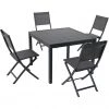 Hanover Naples 5 pc. Outdoor Dining Set with 4 Sling Folding Chairs and a Square Dining Table, NAPDNS5PCFDSQ-GRY -Hanover Sales 1684504