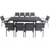 Hanover Cameron 11 pc. Expandable Dining Set with 10 Sling Dining Chairs and a Table, CAMDN11PC-GRY