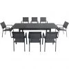 Hanover Cameron 9 pc. Expandable Dining Set with 8 Sling Dining Chairs and a Table, CAMDN9PC-GRY