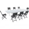Hanover Del Mar 9 pc. Outdoor Dining Set with 8 Folding Sling Chairs and Expandable Dining Table, DELDN9PCFD-WG