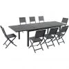 Hanover Naples 9 pc. Dining Set with 8 Folding Sling Chairs and Expandable Dining Table, NAPDN9PCFD-GRY