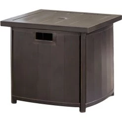 Hanover 25 in. Square Umbrella Side Table with Slat Tabletop, HANUMBTBL-SQ