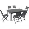 New! Hanover Naples 7 pc. Dining Set with 6 Folding Sling Chairs and Expandable Dining Table, Gray, NAPDN7PCFD-GRY 1 New! Hanover Naples 7 pc. Dining Set with 6 Folding Sling Chairs and Expandable Dining Table, Gray, NAPDN7PCFD-GRY -Hanover Sales 1684611