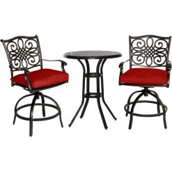 Hanover Traditions 3 pc. High-Dining Bistro Set, TRAD3PCSWBR-RED