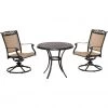 Hanover Fontana 3 pc. Bistro Set with 2 Sling Swivel Rockers and a Cast-Top Table, FNTDN3PCSWC 2 Hanover Fontana 3 pc. Bistro Set with 2 Sling Swivel Rockers and a Cast-Top Table, FNTDN3PCSWC -Hanover Sales 1684673