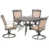 Hanover Fontana 5 pc. Outdoor Dining Set with 4 Sling Swivel Rockers and a Cast-Top Table, FNTDN5PCSWC -Hanover Sales 1684675