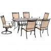 Hanover Fontana 7 pc. Outdoor Dining Set with 2 Sling Swivel Rockers 4 Sling Chairs and a Cast-Top Table, FNTDN7PCSW2C -Hanover Sales 1684677