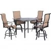 Hanover Brigantine 5 pc. Outdoor High-Dining Set with 4 Contoured-Sling Swivel Chairs and a Round Cast-Top Table, BRIGDN5PCBR -Hanover Sales 1684710