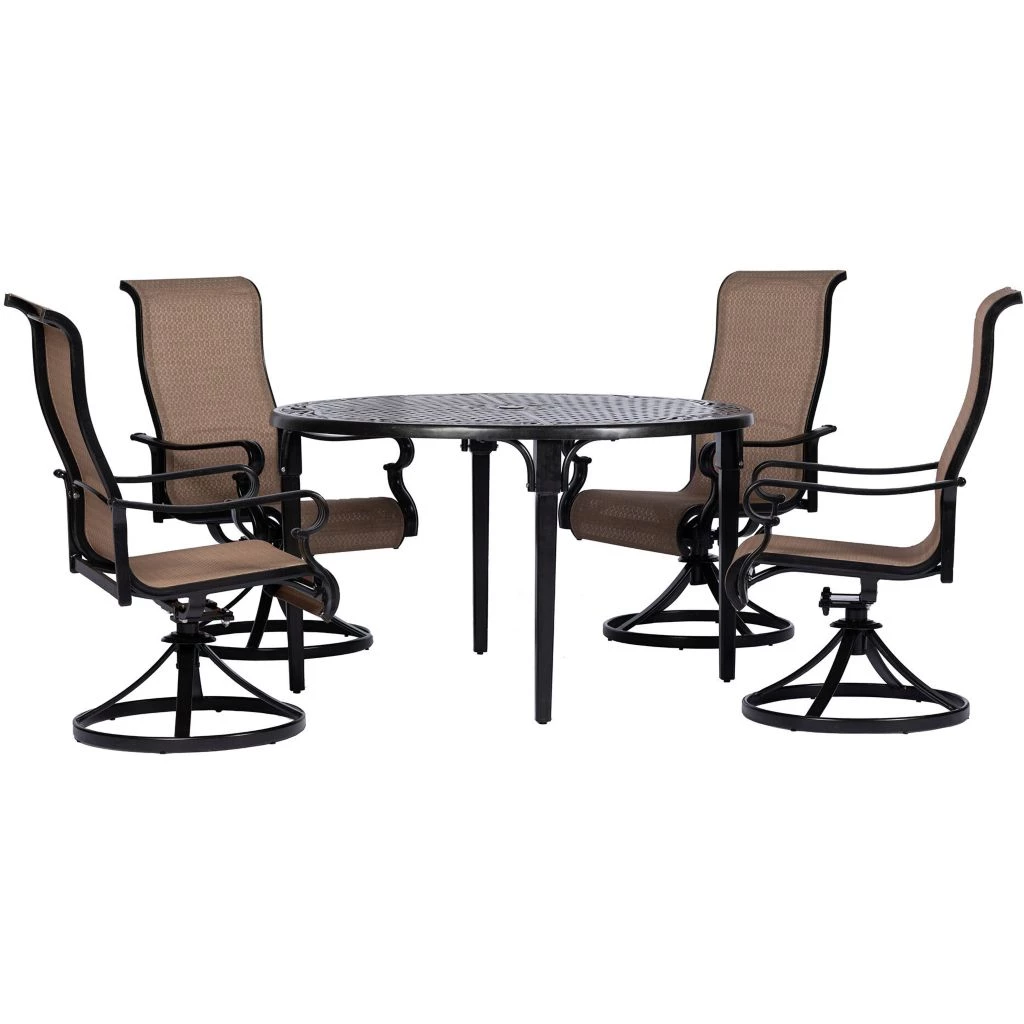 Hanover Brigantine 5 pc. Outdoor Dining Set with 4 Contoured-Sling Swivel Rockers and a 50 in. Round Cast Table, BRIGDN5PCSWRD 3 Hanover Brigantine 5 pc. Outdoor Dining Set with 4 Contoured-Sling Swivel Rockers and a 50 in. Round Cast Table, BRIGDN5PCSWRD