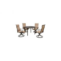 Hanover Brigantine 5 pc. Outdoor Dining Set with 4 Contoured-Sling Swivel Rockers and a 50 in. Round Cast Table, BRIGDN5PCSWRD 22 Hanover Brigantine 5 pc. Outdoor Dining Set with 4 Contoured-Sling Swivel Rockers and a 50 in. Round Cast Table, BRIGDN5PCSWRD -Hanover Sales 1684715 A8