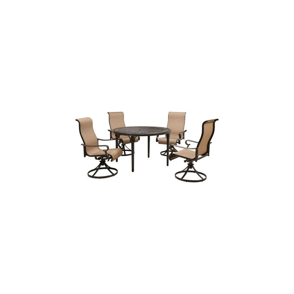 Hanover Brigantine 5 pc. Outdoor Dining Set with 4 Contoured-Sling Swivel Rockers and a 50 in. Round Cast Table, BRIGDN5PCSWRD 12 Hanover Brigantine 5 pc. Outdoor Dining Set with 4 Contoured-Sling Swivel Rockers and a 50 in. Round Cast Table, BRIGDN5PCSWRD - Image 10