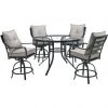 Hanover Lavallette 5 pc. Counter-Height Dining Set with 4 Swivel Chairs & a 52 in. Round Glass-Top Table, Silver, LAVDN5PCBR-SLV 1 Hanover Lavallette 5 pc. Counter-Height Dining Set with 4 Swivel Chairs & a 52 in. Round Glass-Top Table, Silver, LAVDN5PCBR-SLV -Hanover Sales 1684720