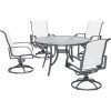 Hanover Phoenix 5 pc. Dining Set with 4 Sling Swivel Rockers and Round Glass-Top Table, White, 48 in., PHOEDN5PCSWSQ-WHT 2 Hanover Phoenix 5 pc. Dining Set with 4 Sling Swivel Rockers and Round Glass-Top Table, White, 48 in., PHOEDN5PCSWSQ-WHT -Hanover Sales 1684776
