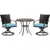 Hanover Traditions 3 pc. Dining Set with 2 Wicker Back Swivel Rockers and Round Cast-Top Table, TRADDNWB3PCSWC-BLU -Hanover Sales 1684777