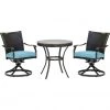 Hanover Traditions 3 pc. Dining Set, with 2 Wicker Back Swivel Rockers and Round Glass-Top Table, TRADDNWB3PCSWG-BLU -Hanover Sales 1684780